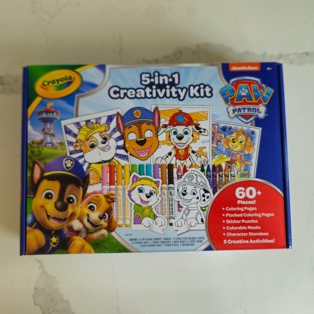 New! Crayola Creativity Kit Kids OS Blue Paw Patrol 5-in-1 Coloring Art Set